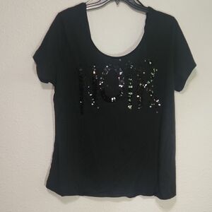 Black Sequin Embellished With NOIR Women's Top